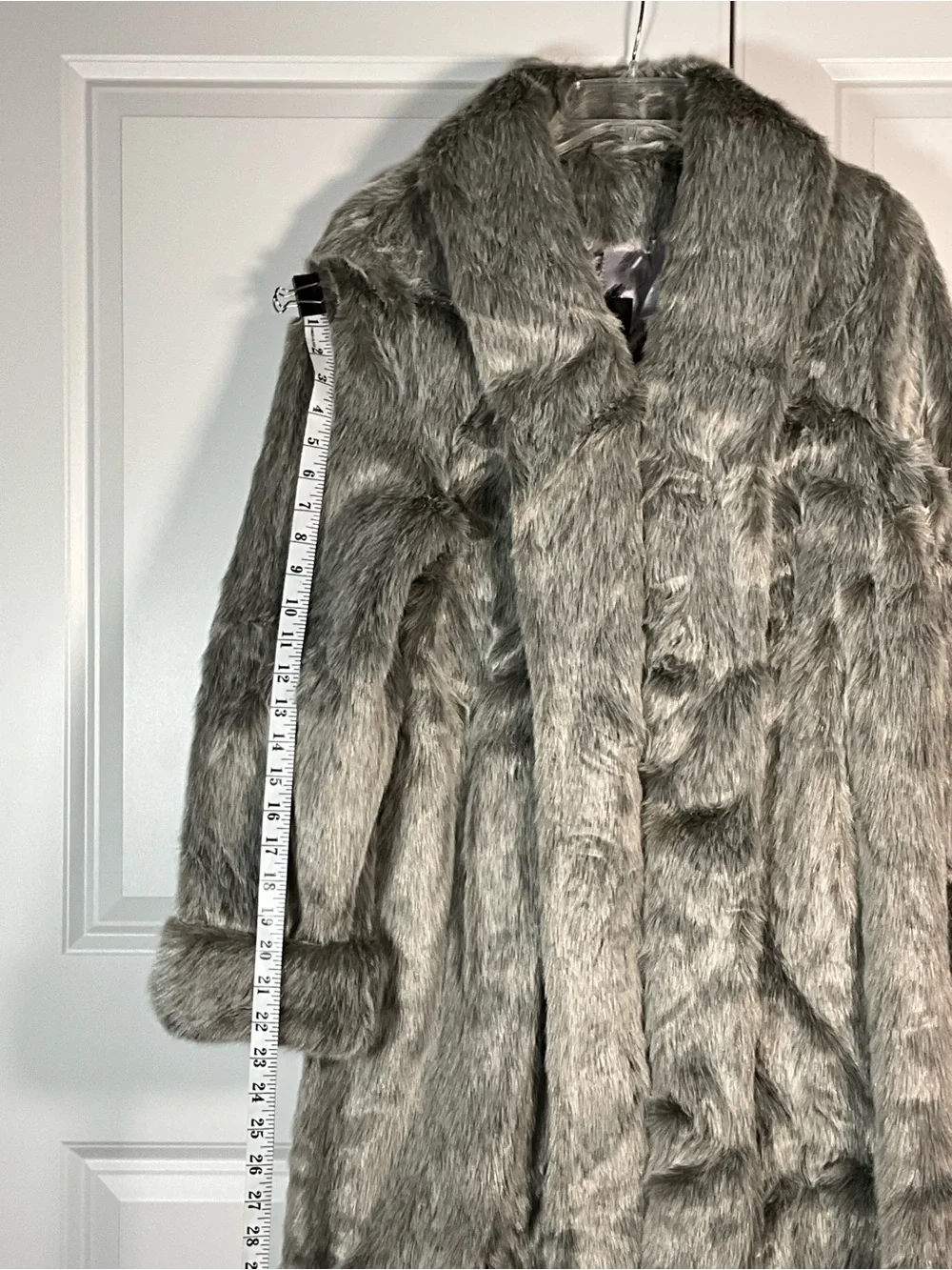 Dennis Basso Boutique A30310 Silver Gray Faux Fur Full Length Coat Size S NWT